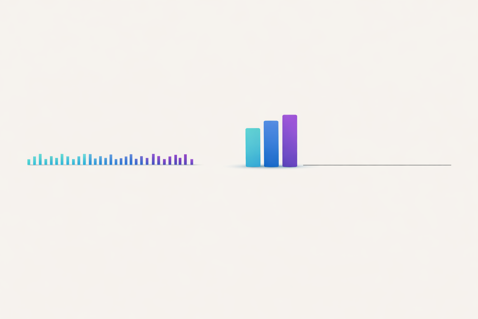 The same total cost divided across many small sessions versus a handful of large ones