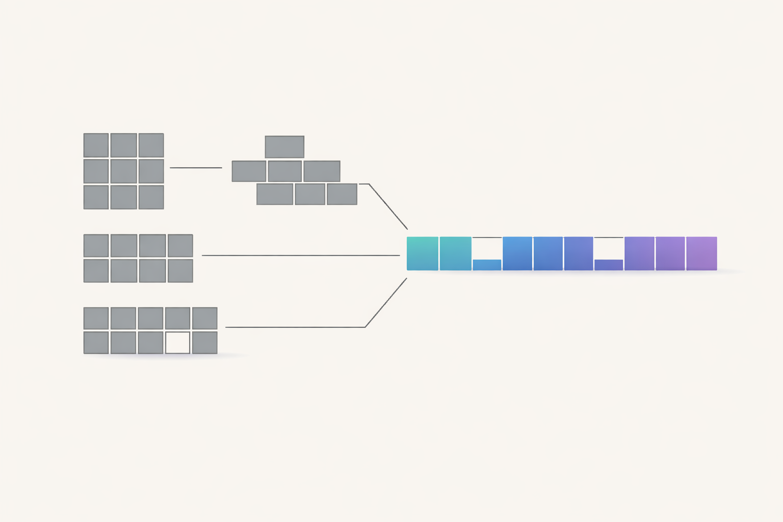 Three language systems feeding one English sentence, each leaving a different gap in it.